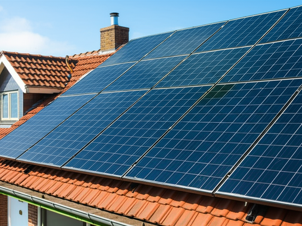 Clean solar panels on roof