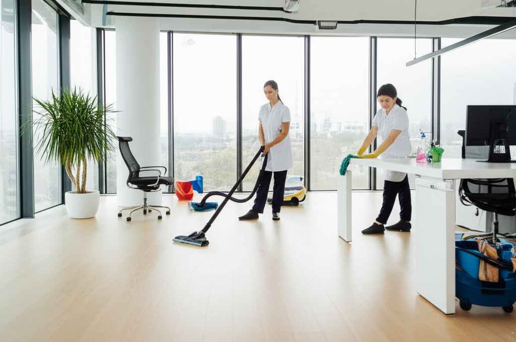 Professional cleaning in Dutch office